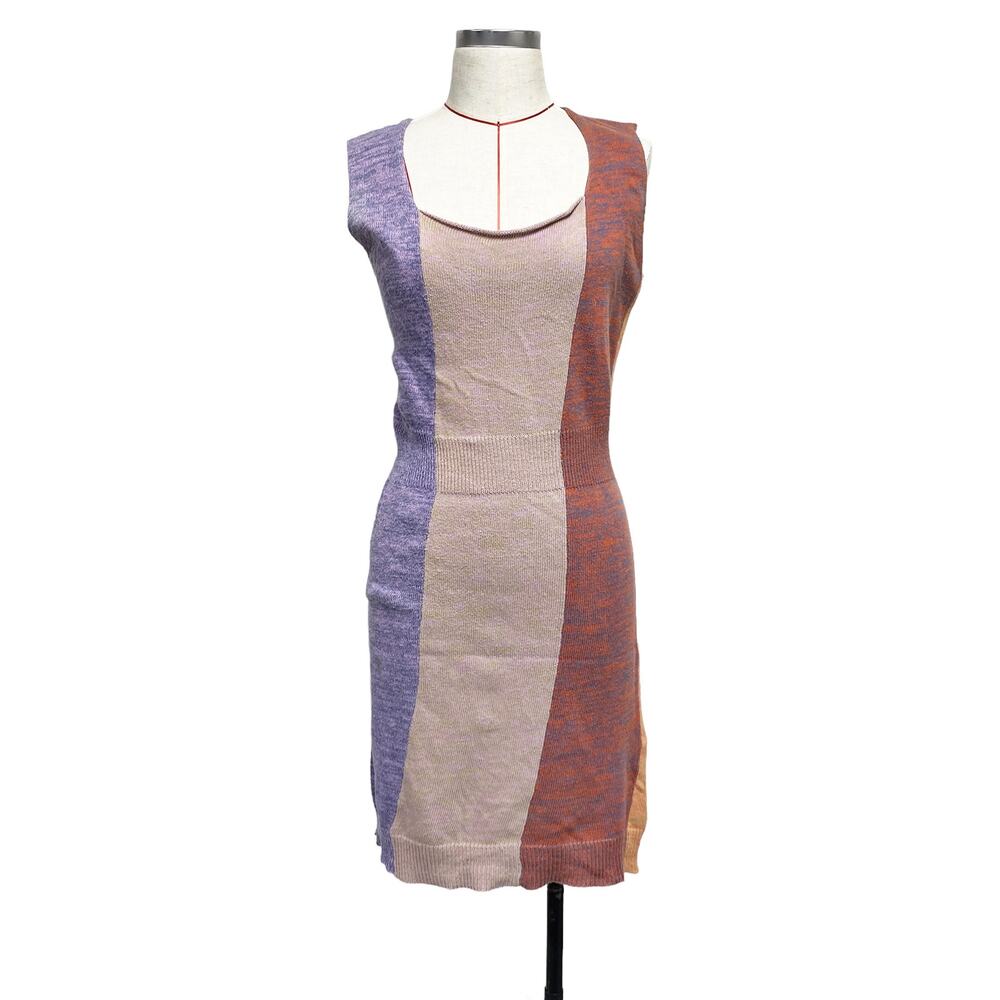 Anntian Womens Size S Patchwork Knit Stretch Sleeveless Dress